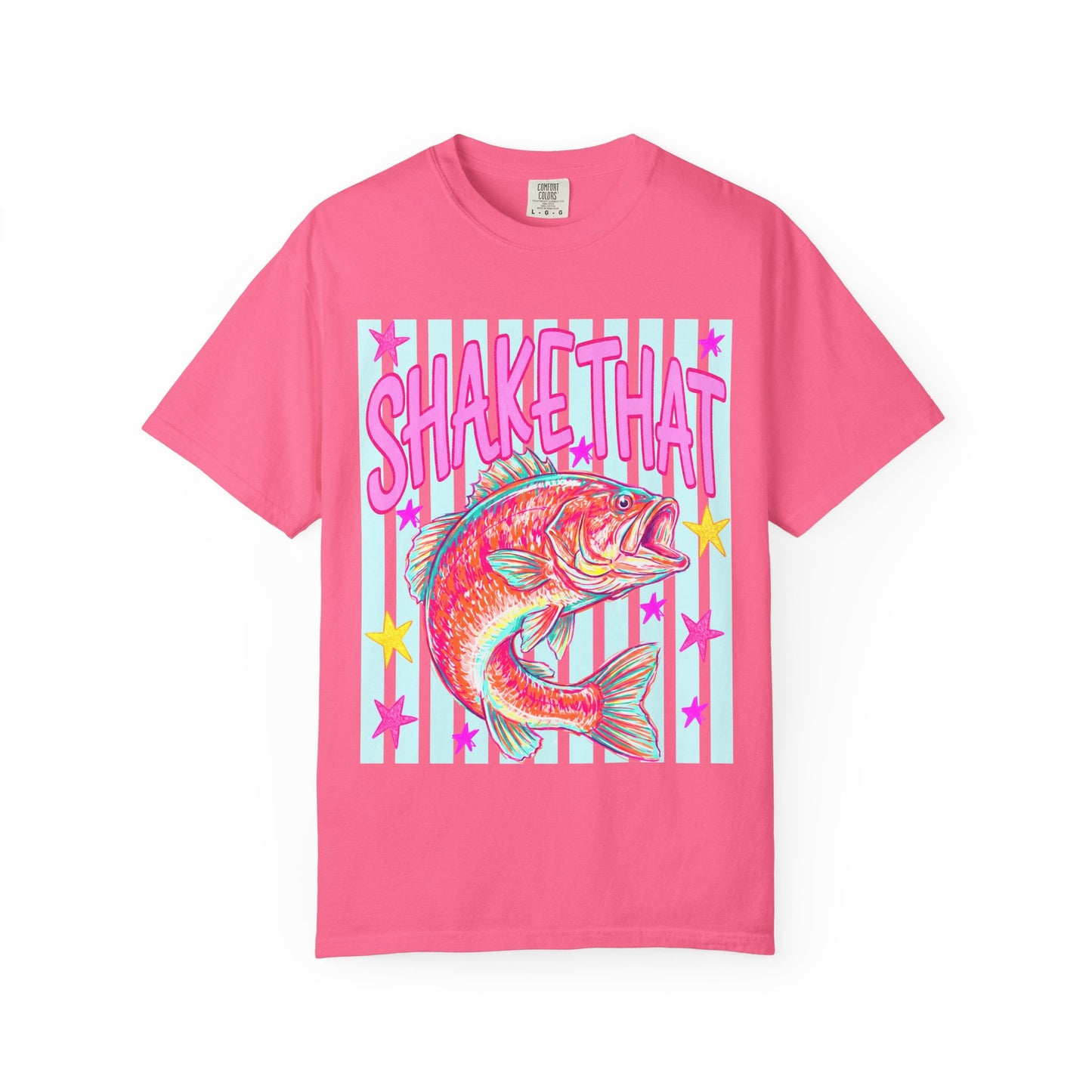 Shake That Fish T-Shirt — Neon Retro Fishing Graphic Tee