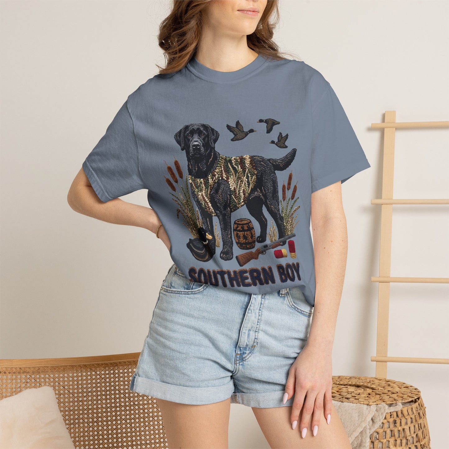 Southern Boy Hunting Dog T-Shirt — Black Lab, Duck Hunting Graphic Tee