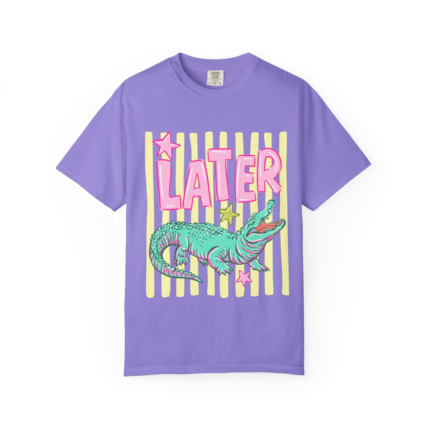 Later/After While T‑Shirt — Retro Neon Alligator Graphic Tee
