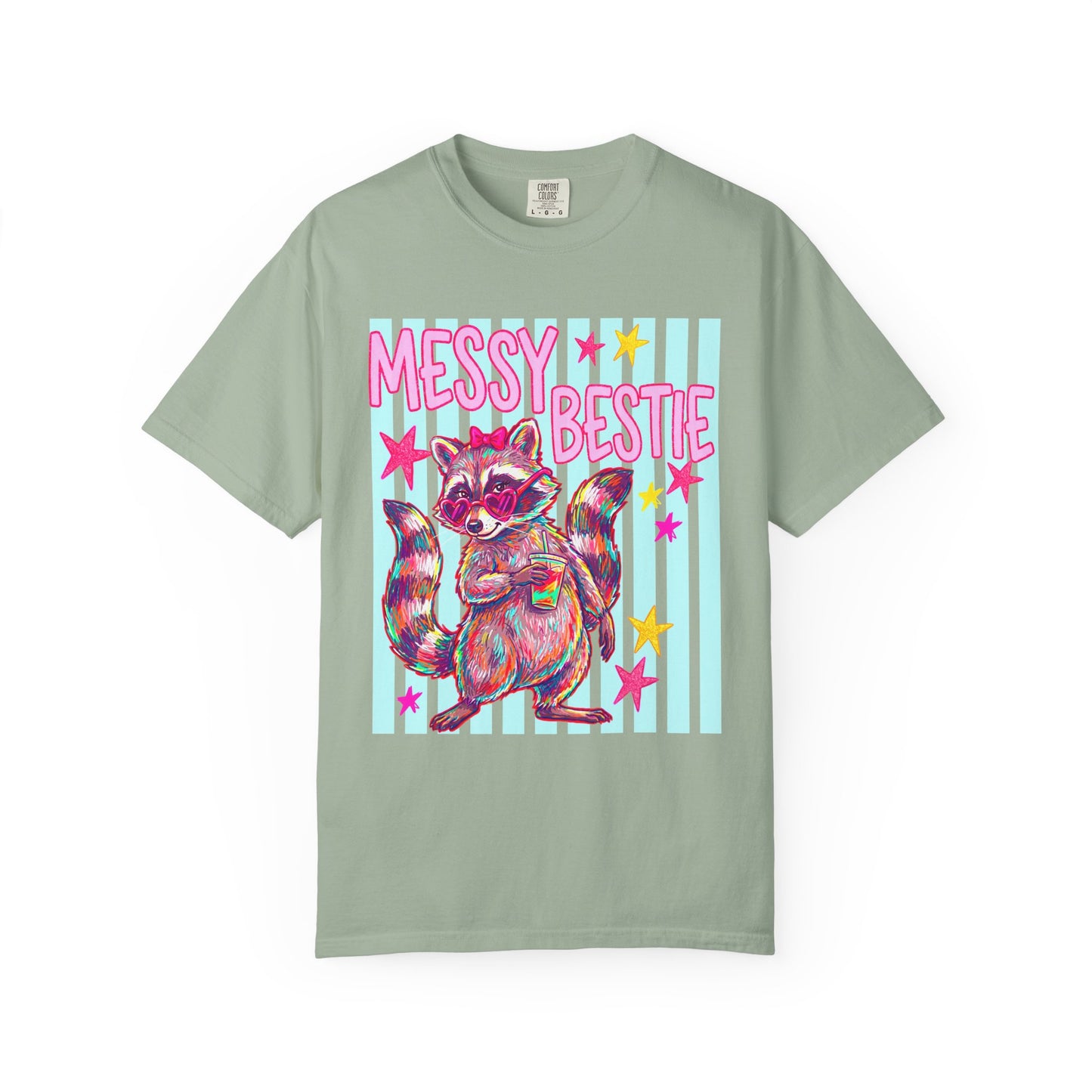 Messy Bestie Raccoon T-Shirt — Cute Colorful Graphic Tee for Friends & Gifts