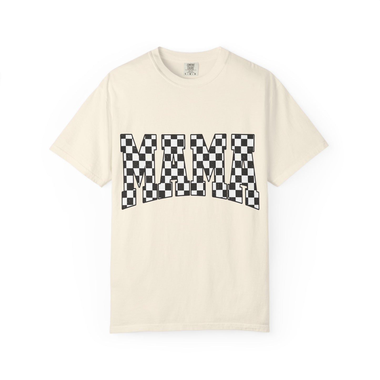 Mama Checkered Graphic Tee — Retro Black & White Mama T-Shirt
