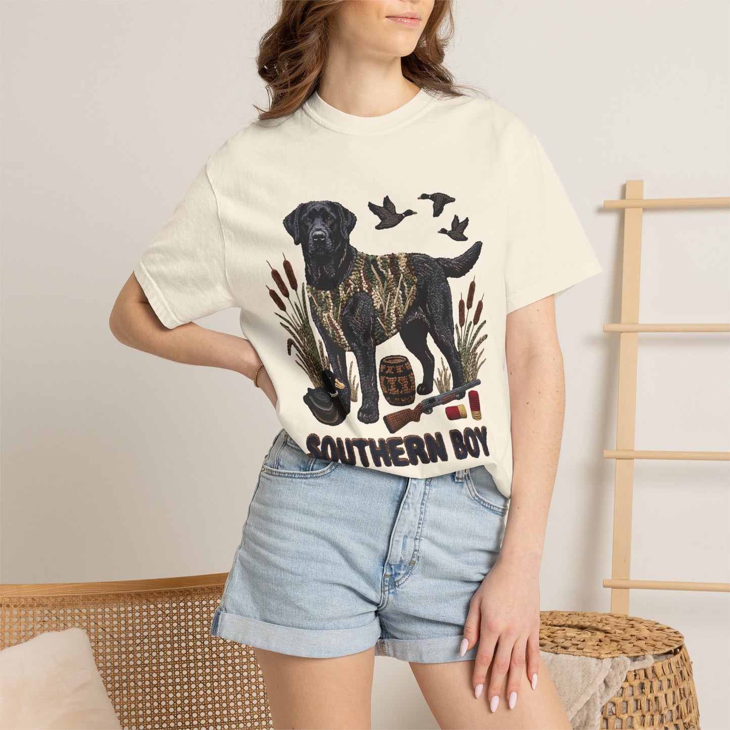 Southern Boy Hunting Dog T-Shirt — Black Lab, Duck Hunting Graphic Tee