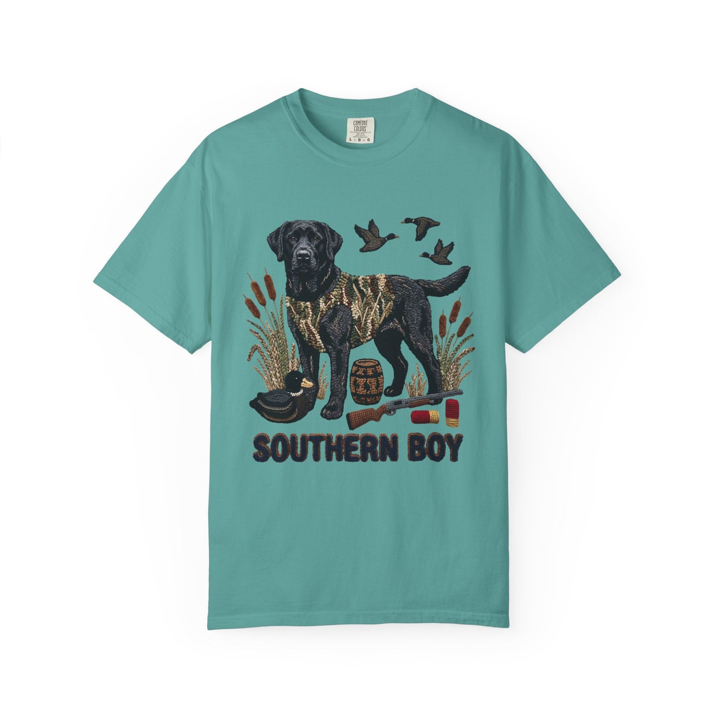 Southern Boy Hunting Dog T-Shirt — Black Lab, Duck Hunting Graphic Tee