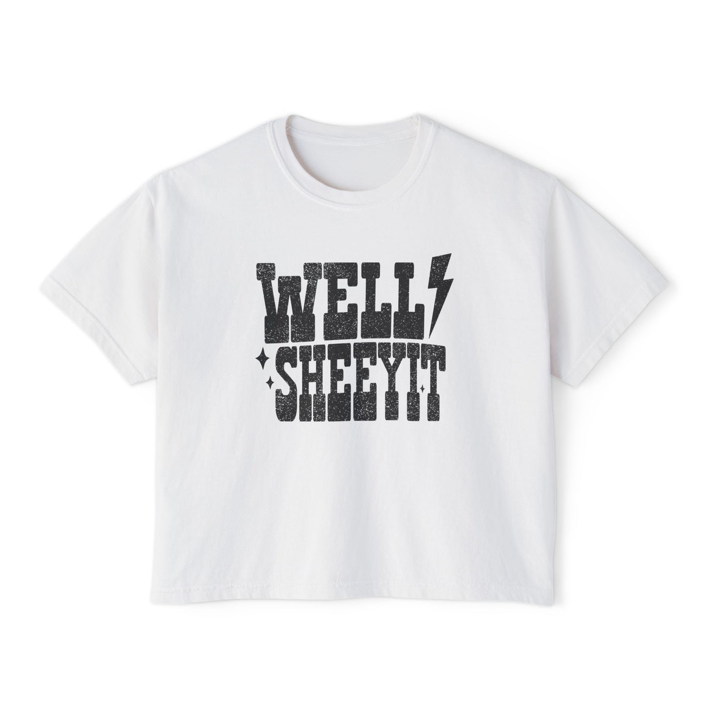 Well Sheeyit Boxy Tee — Funny Retro Western Graphic Shirt