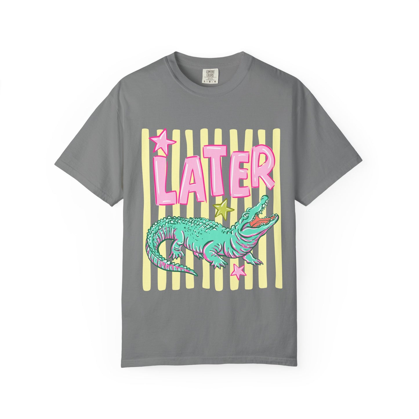 Later/After While T‑Shirt — Retro Neon Alligator Graphic Tee