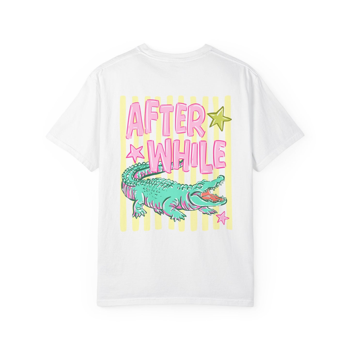 Later/After While T‑Shirt — Retro Neon Alligator Graphic Tee