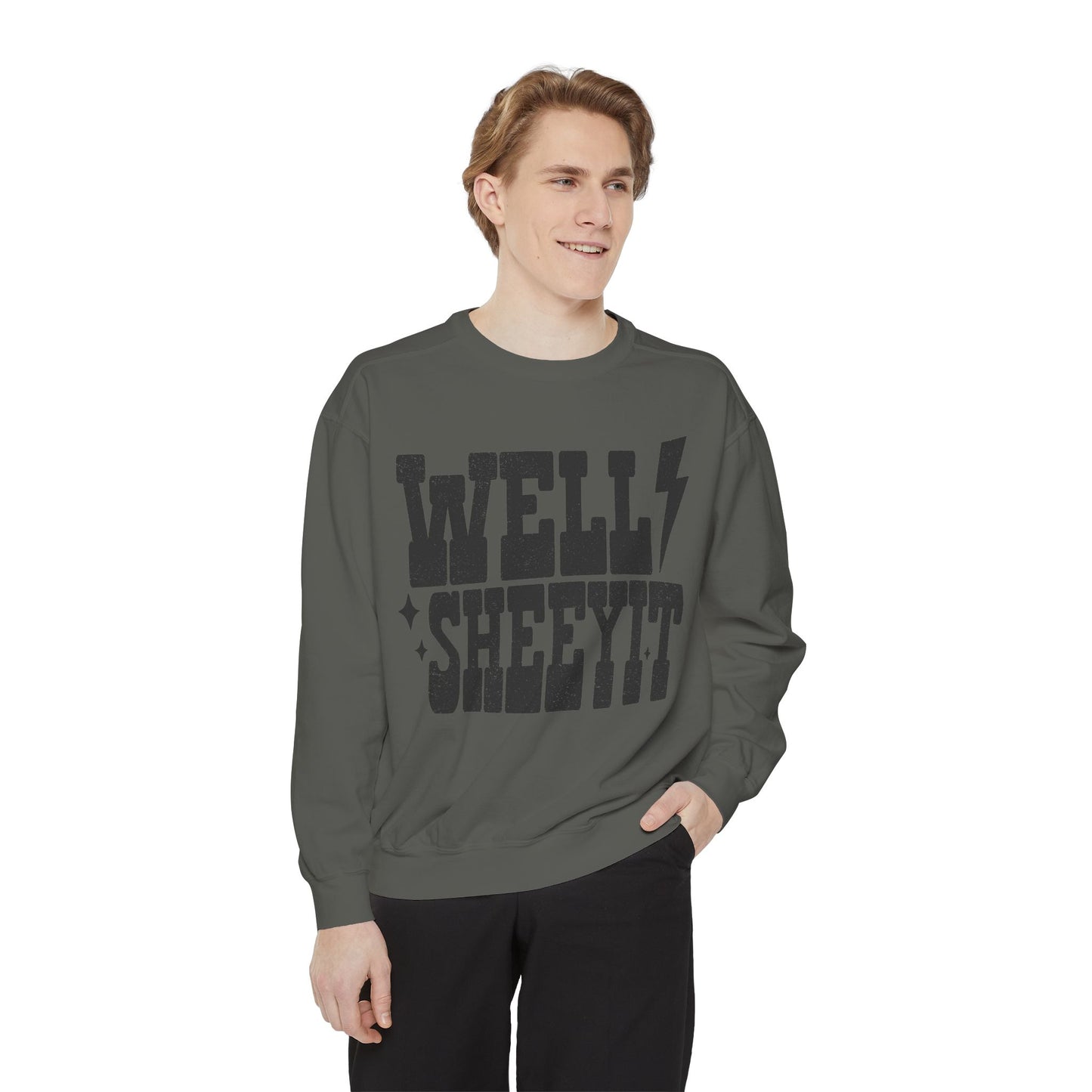 Well Sheeyit Sweatshirt — Retro Distressed Graphic Crewneck