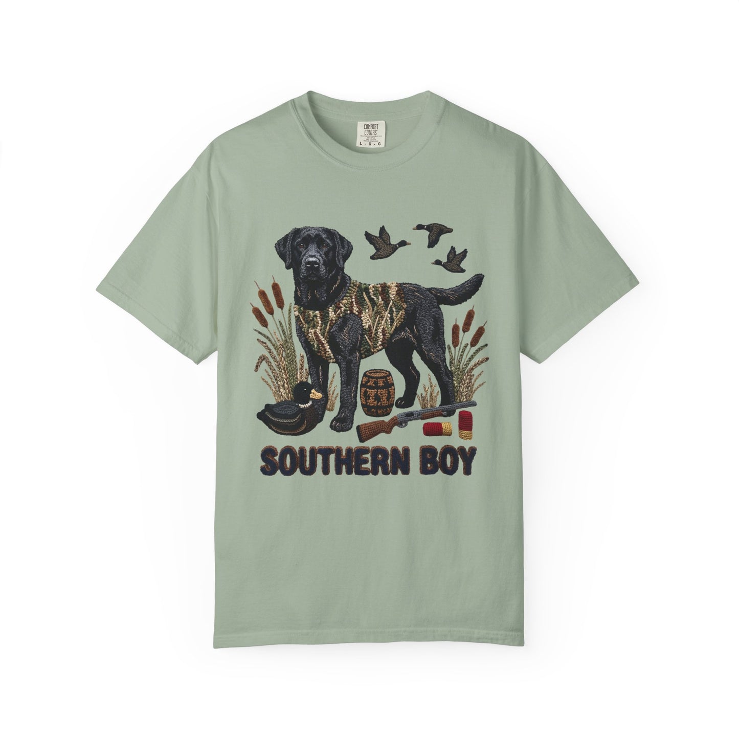 Southern Boy Hunting Dog T-Shirt — Black Lab, Duck Hunting Graphic Tee