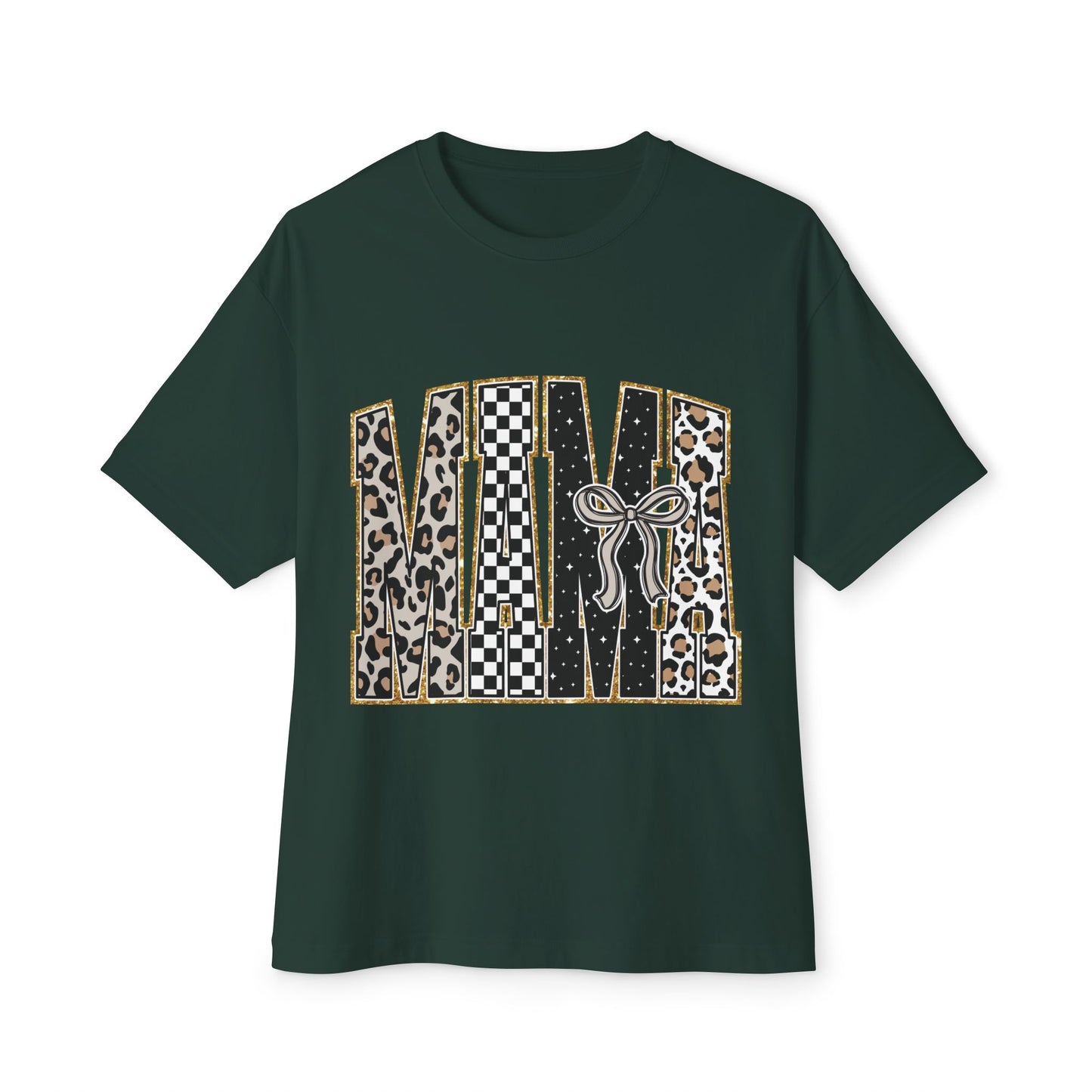 MAMA Leopard & Checkerboard Graphic Tee