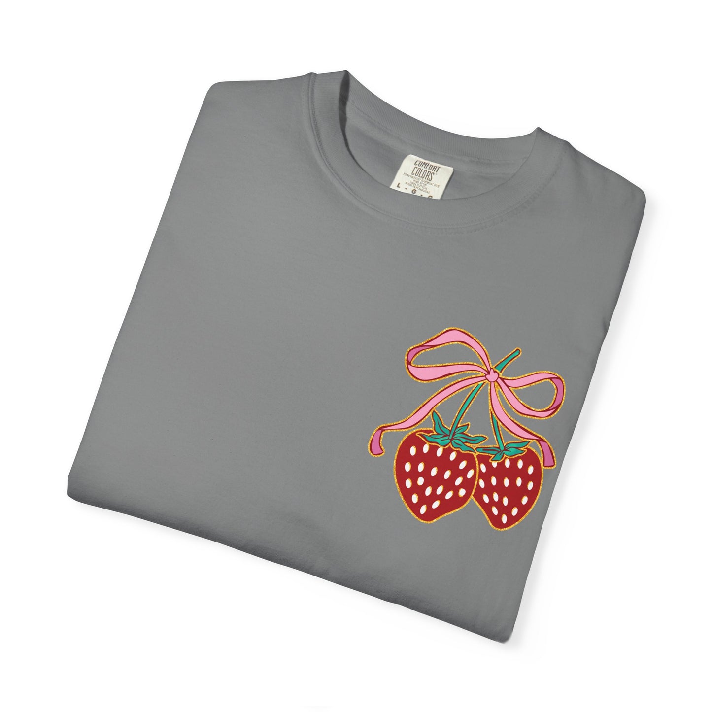 Strawberry Patch Graphic T-Shirt — Cute Ribbon & Flower Fruit Tee