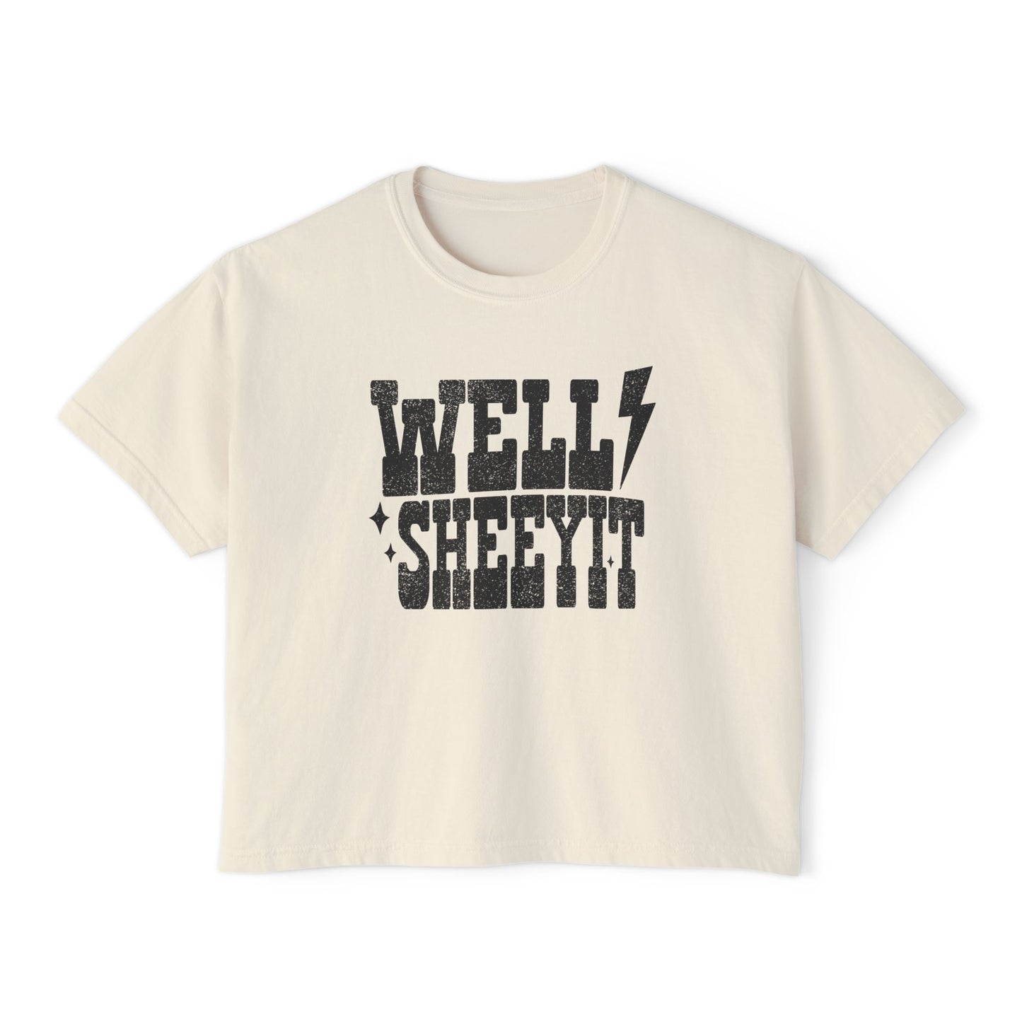 Well Sheeyit Boxy Tee — Funny Retro Western Graphic Shirt
