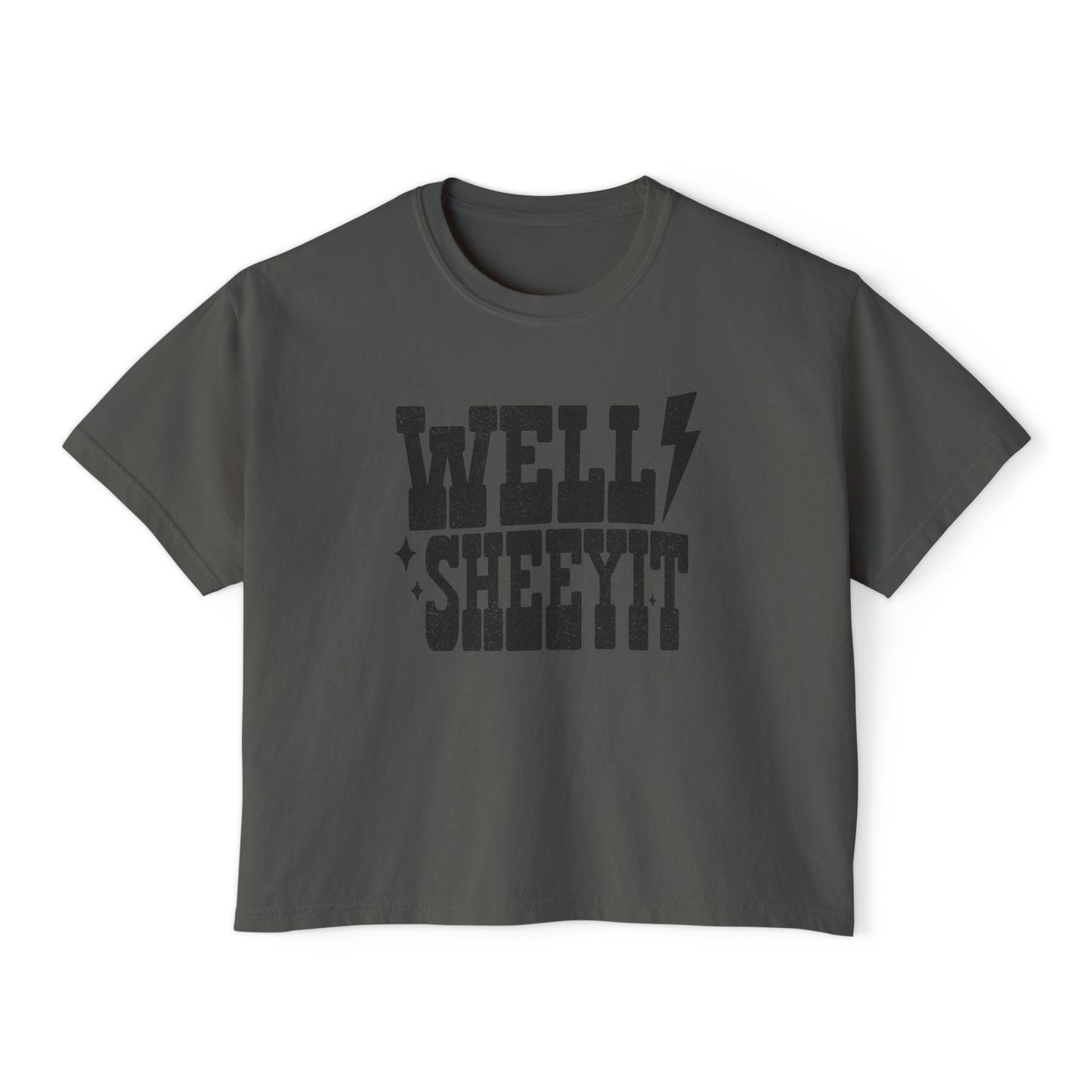 Well Sheeyit Boxy Tee — Funny Retro Western Graphic Shirt