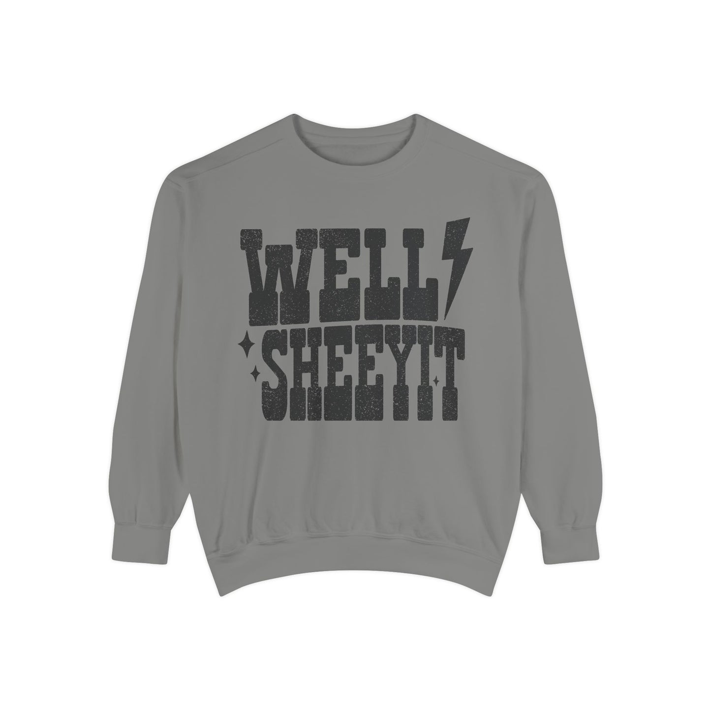 Well Sheeyit Sweatshirt — Retro Distressed Graphic Crewneck