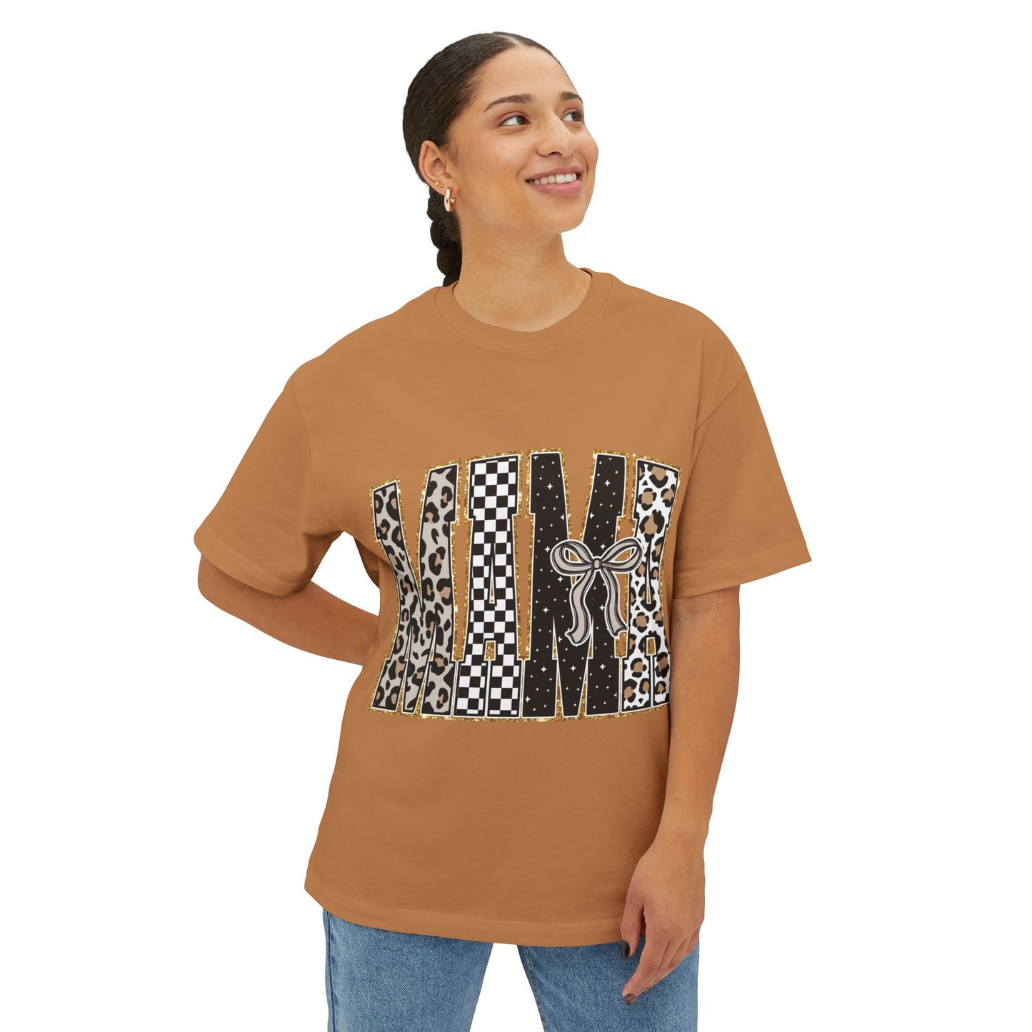 MAMA Leopard & Checkerboard Graphic Tee