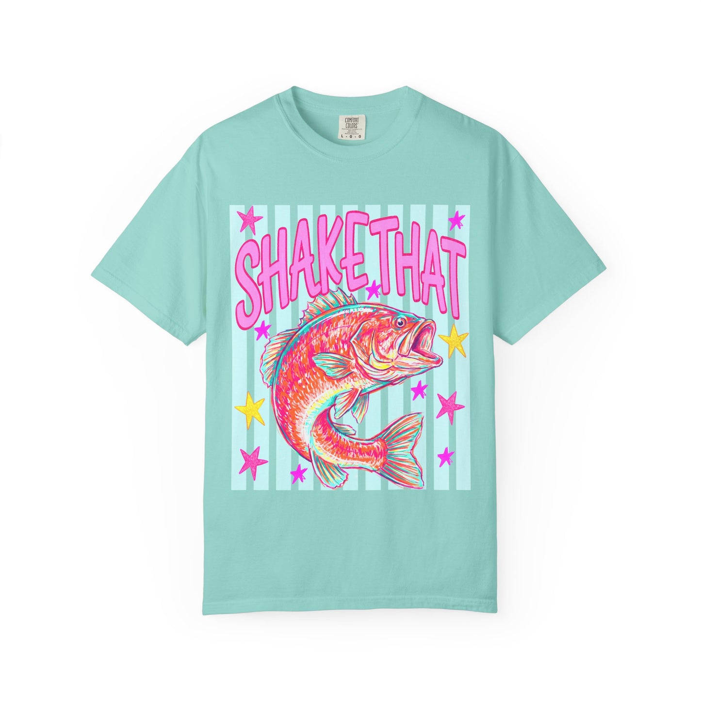 Shake That Fish T-Shirt — Neon Retro Fishing Graphic Tee