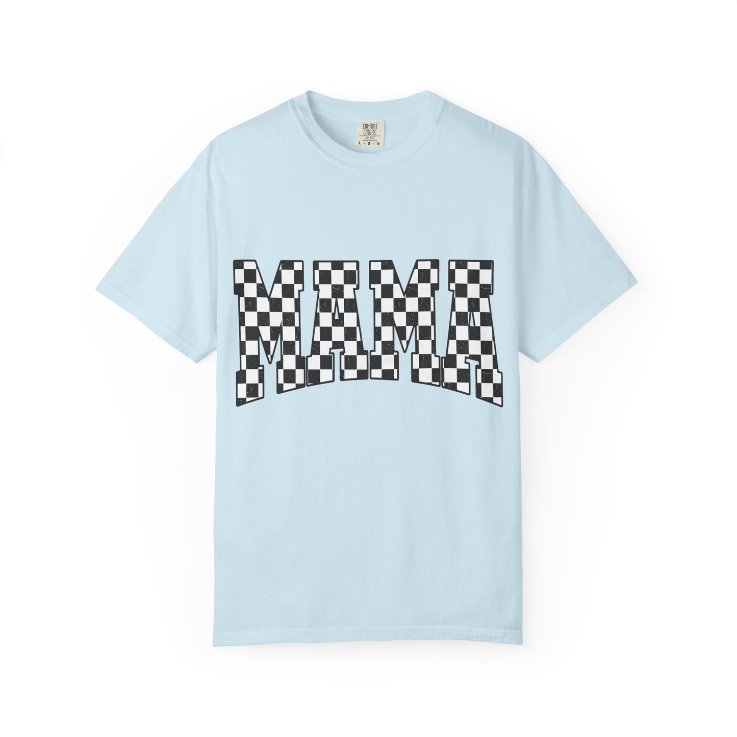 Mama Checkered Graphic Tee — Retro Black & White Mama T-Shirt