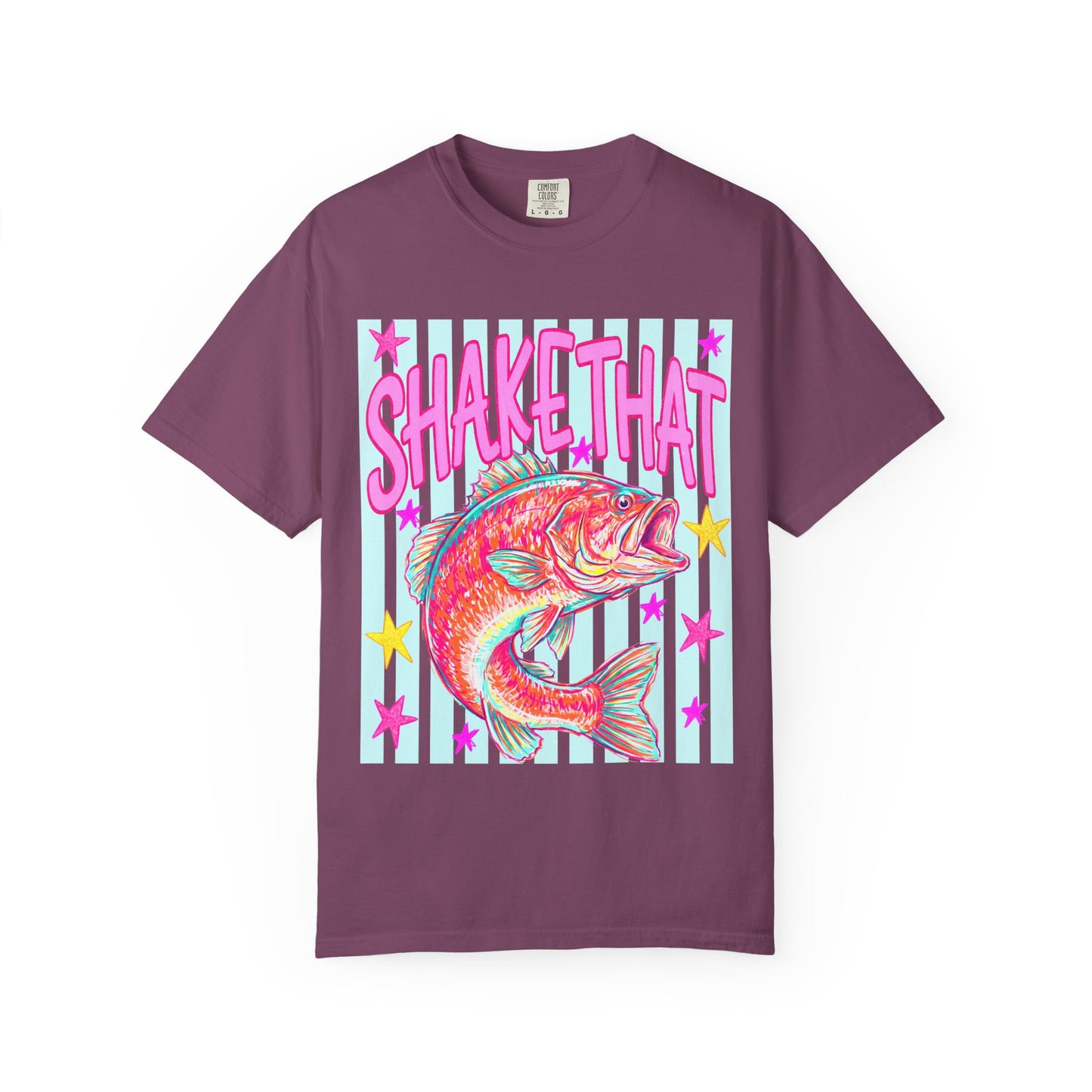 Shake That Fish T-Shirt — Neon Retro Fishing Graphic Tee