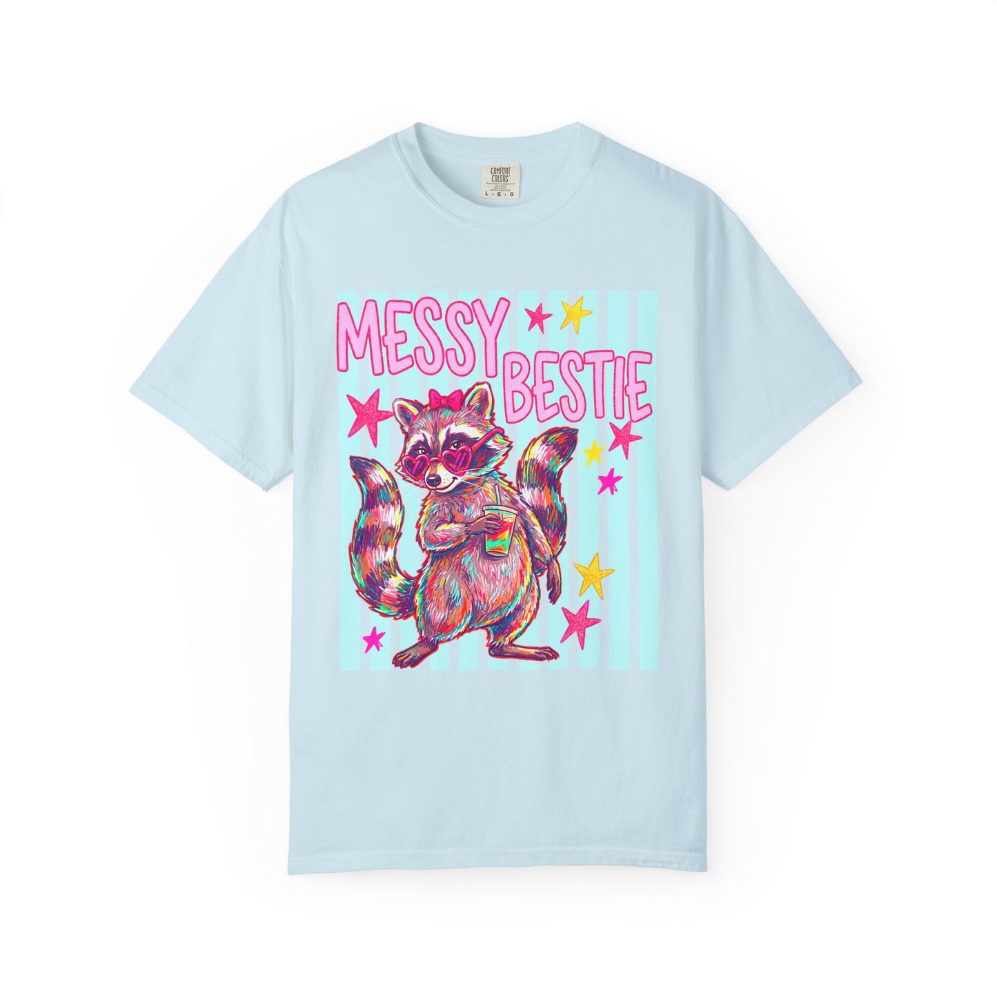 Messy Bestie Raccoon T-Shirt — Cute Colorful Graphic Tee for Friends & Gifts