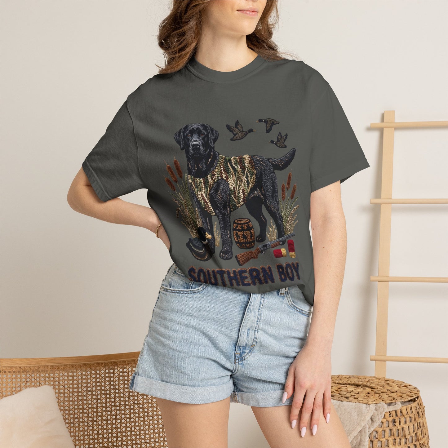 Southern Boy Hunting Dog T-Shirt — Black Lab, Duck Hunting Graphic Tee