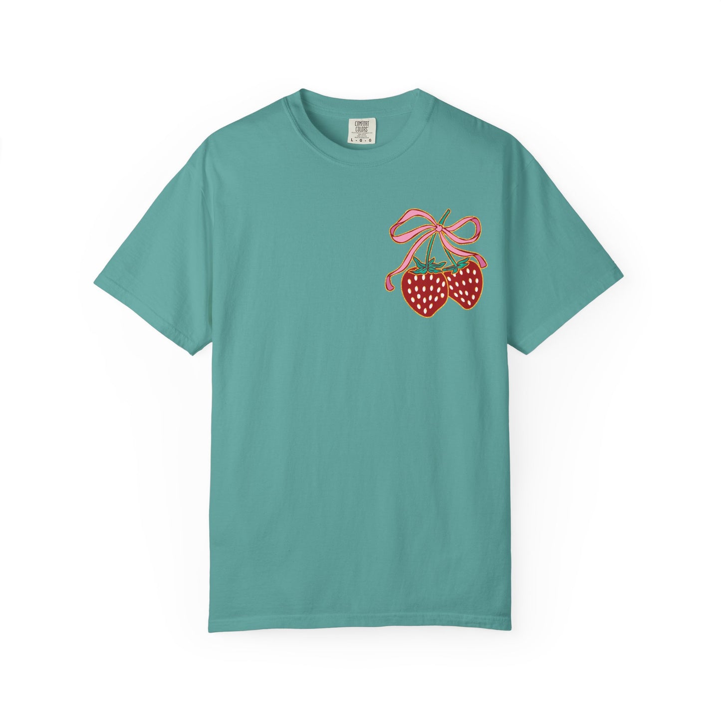 Strawberry Patch Graphic T-Shirt — Cute Ribbon & Flower Fruit Tee