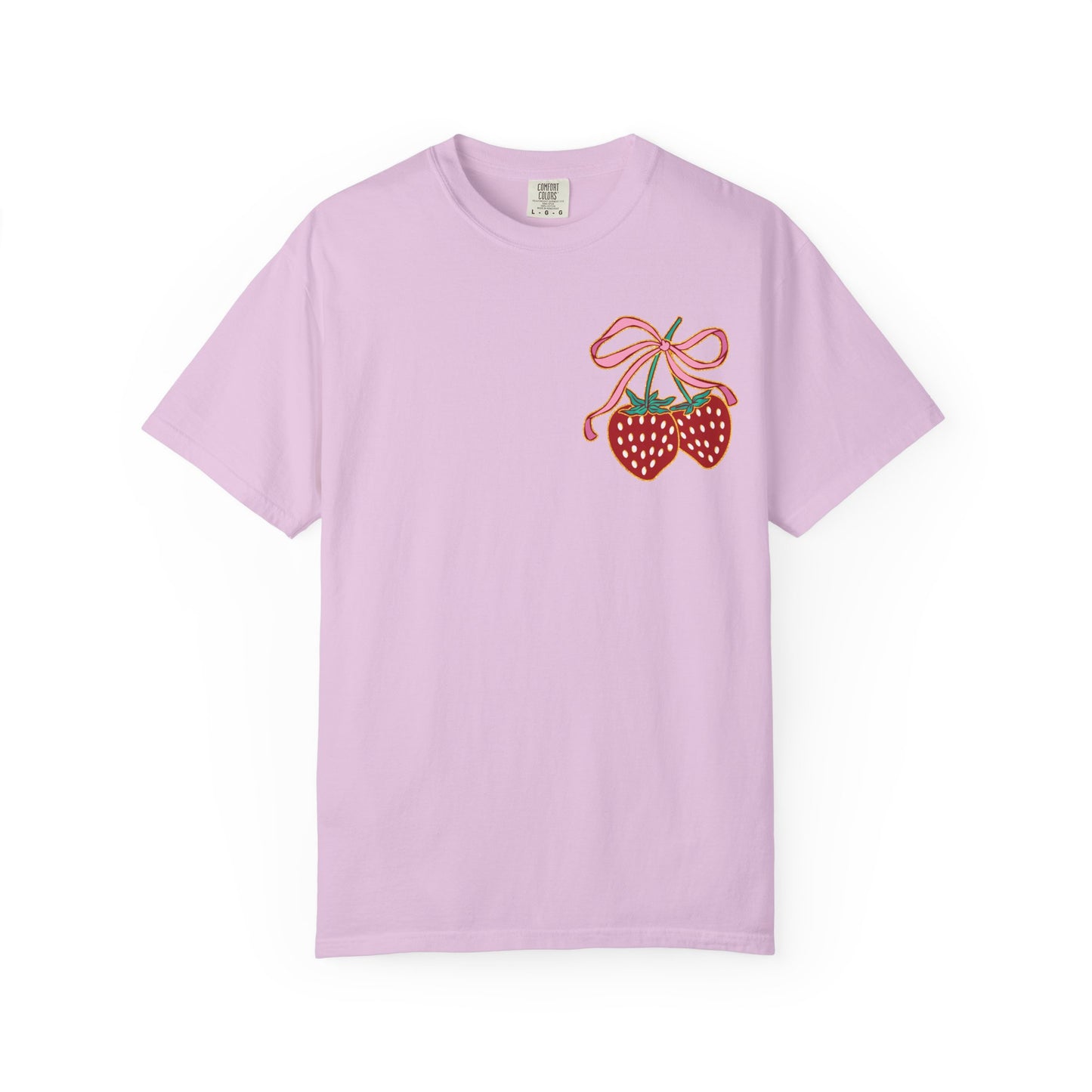 Strawberry Patch Graphic T-Shirt — Cute Ribbon & Flower Fruit Tee