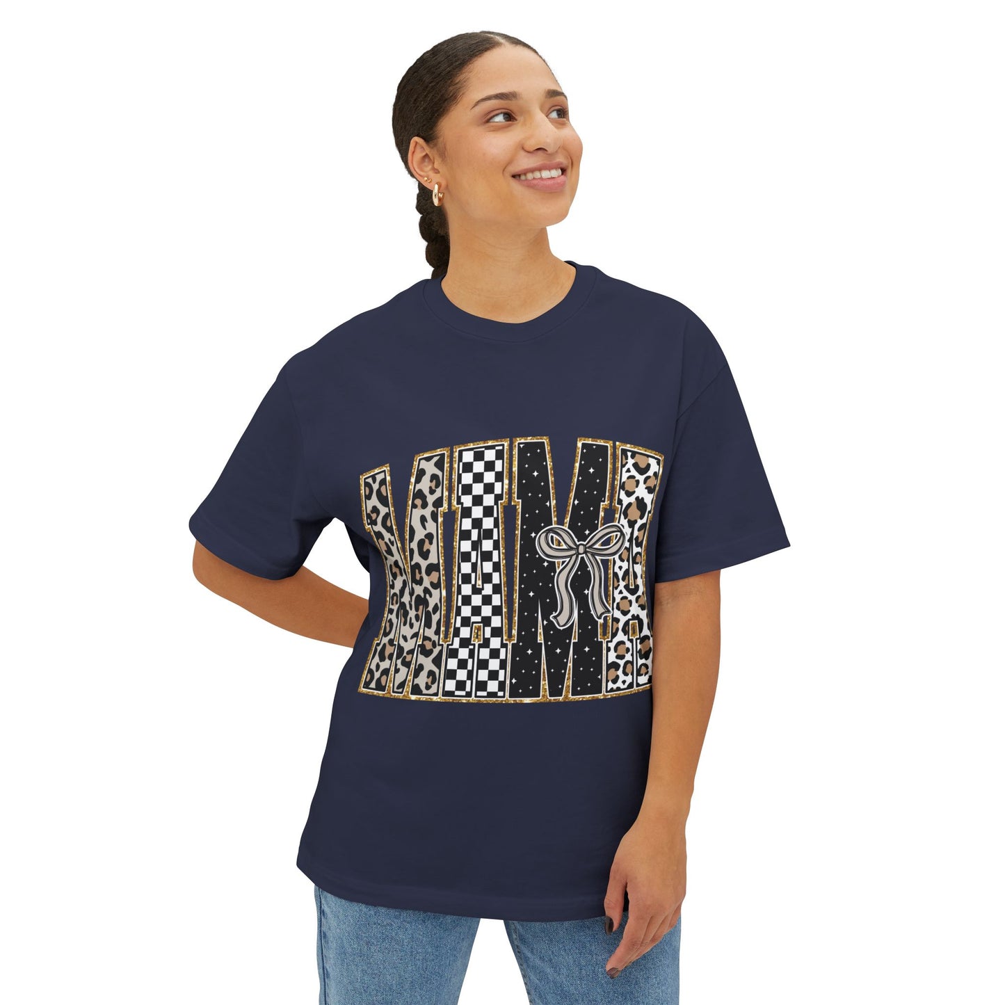 MAMA Leopard & Checkerboard Graphic Tee