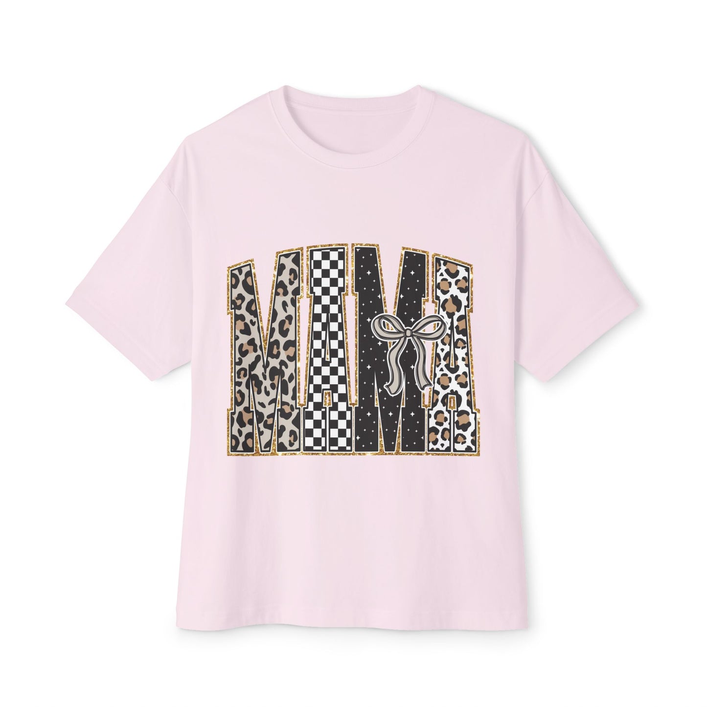 MAMA Leopard & Checkerboard Graphic Tee