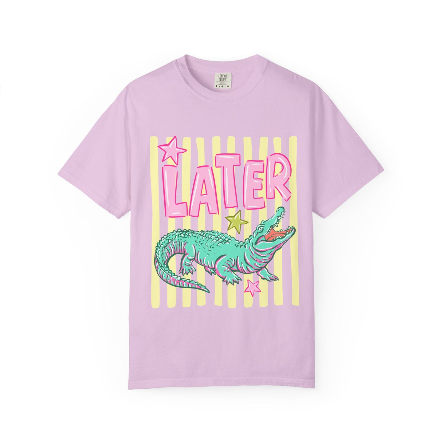 Later/After While T‑Shirt — Retro Neon Alligator Graphic Tee