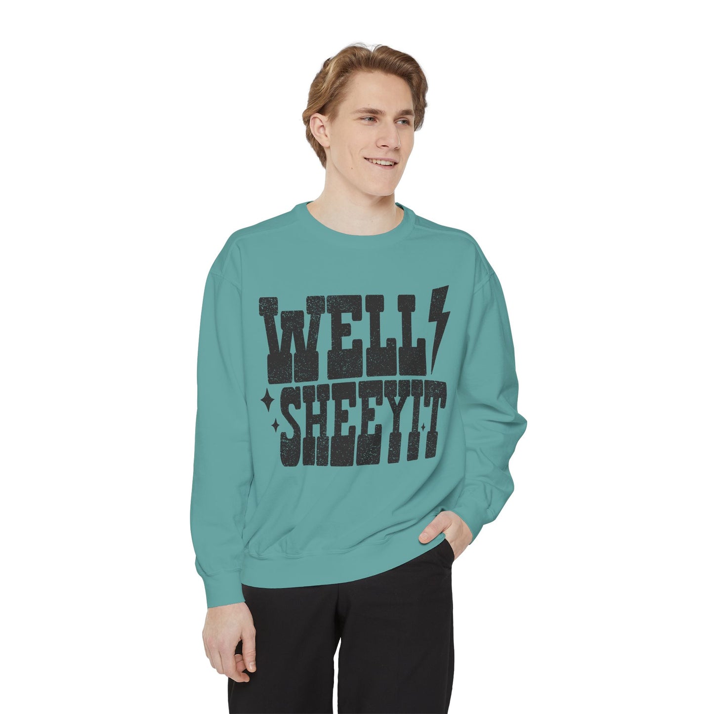 Well Sheeyit Sweatshirt — Retro Distressed Graphic Crewneck