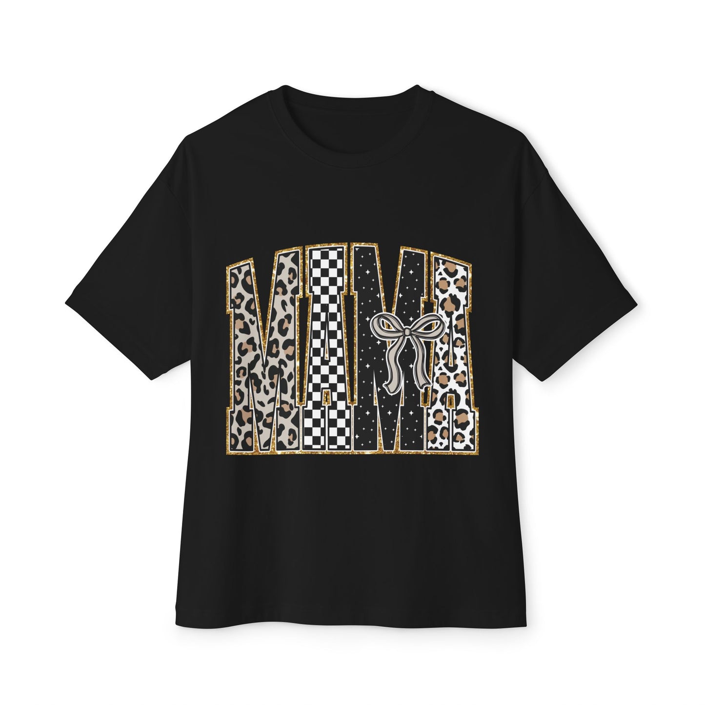 MAMA Leopard & Checkerboard Graphic Tee