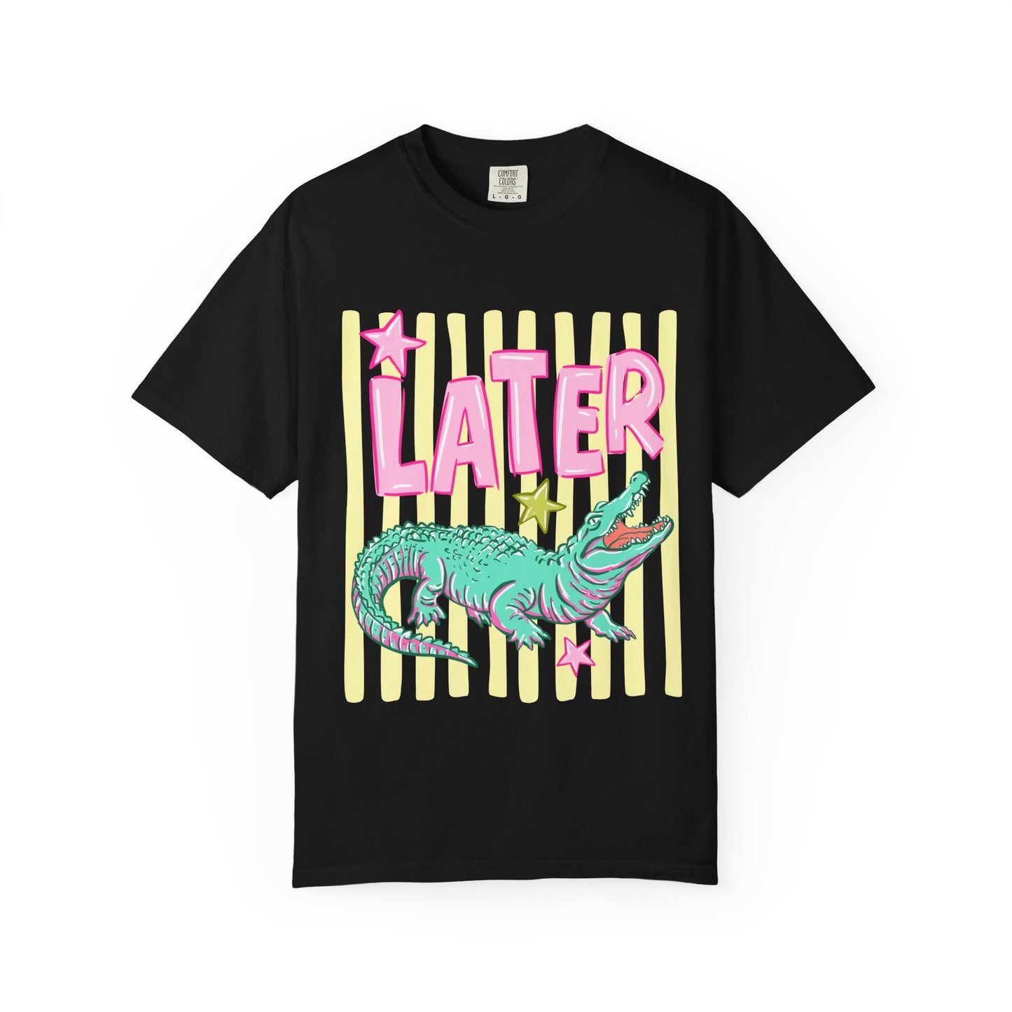 Later/After While T‑Shirt — Retro Neon Alligator Graphic Tee