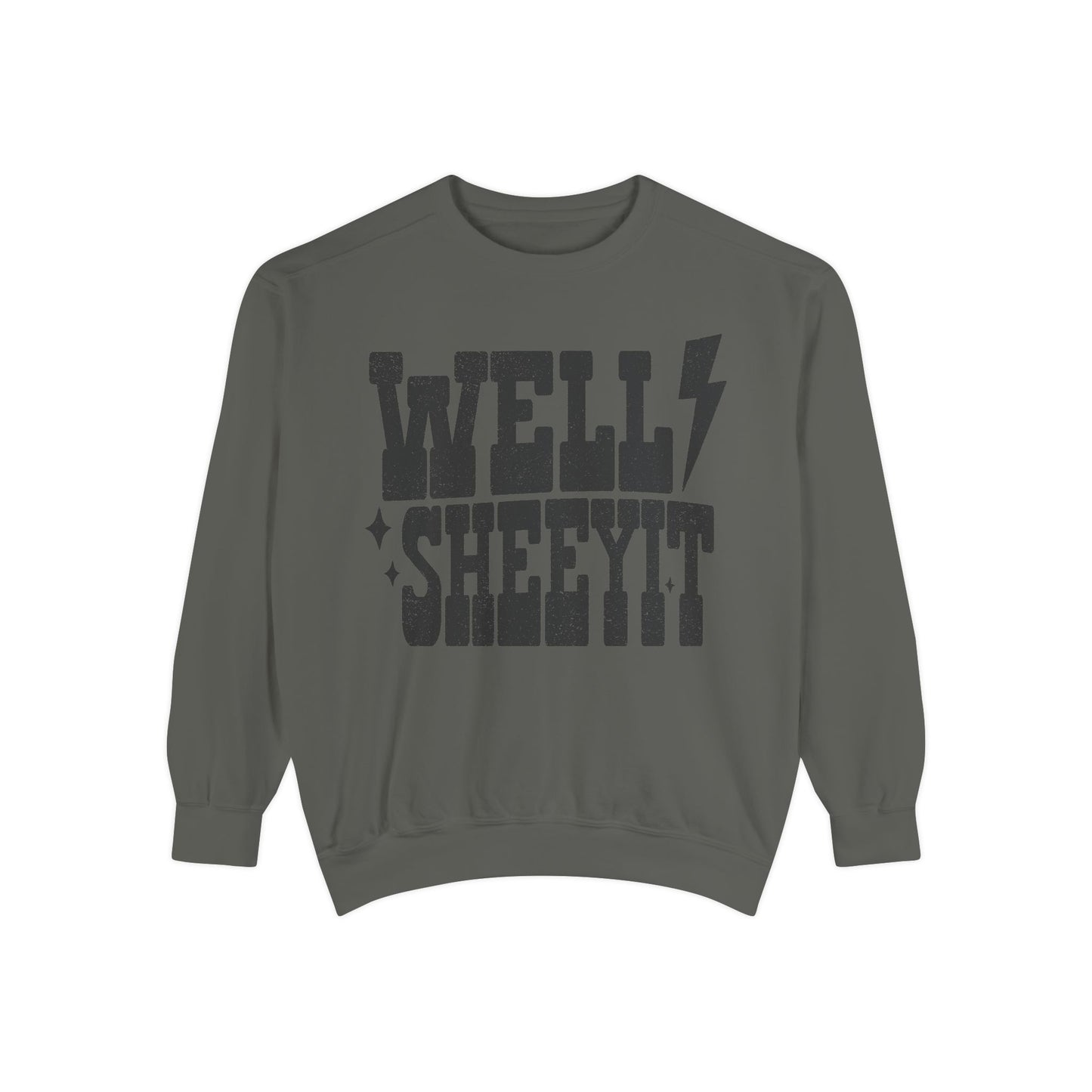 Well Sheeyit Sweatshirt — Retro Distressed Graphic Crewneck