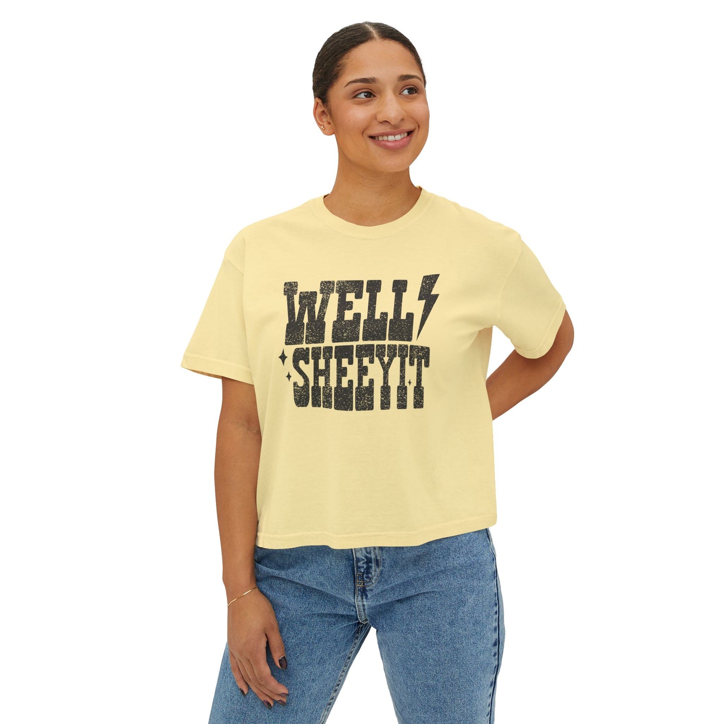 Well Sheeyit Boxy Tee — Funny Retro Western Graphic Shirt