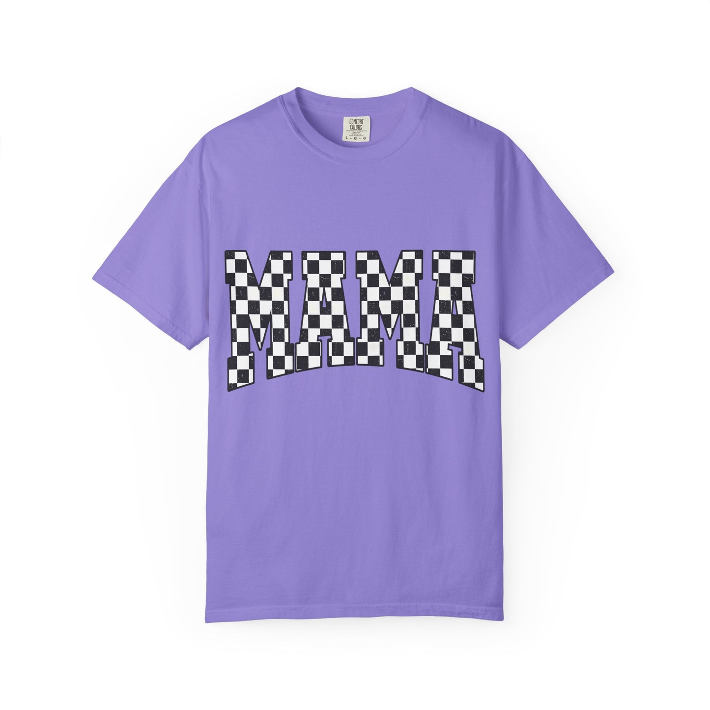 Mama Checkered Graphic Tee — Retro Black & White Mama T-Shirt