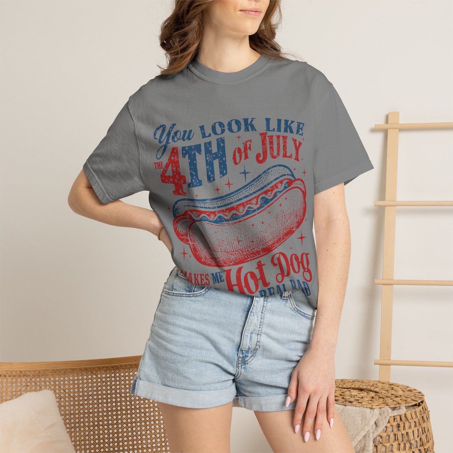 You Look Like 4th of July Makes Me Want a Hot Dog Real Bad -Patriotic Graphic Tee