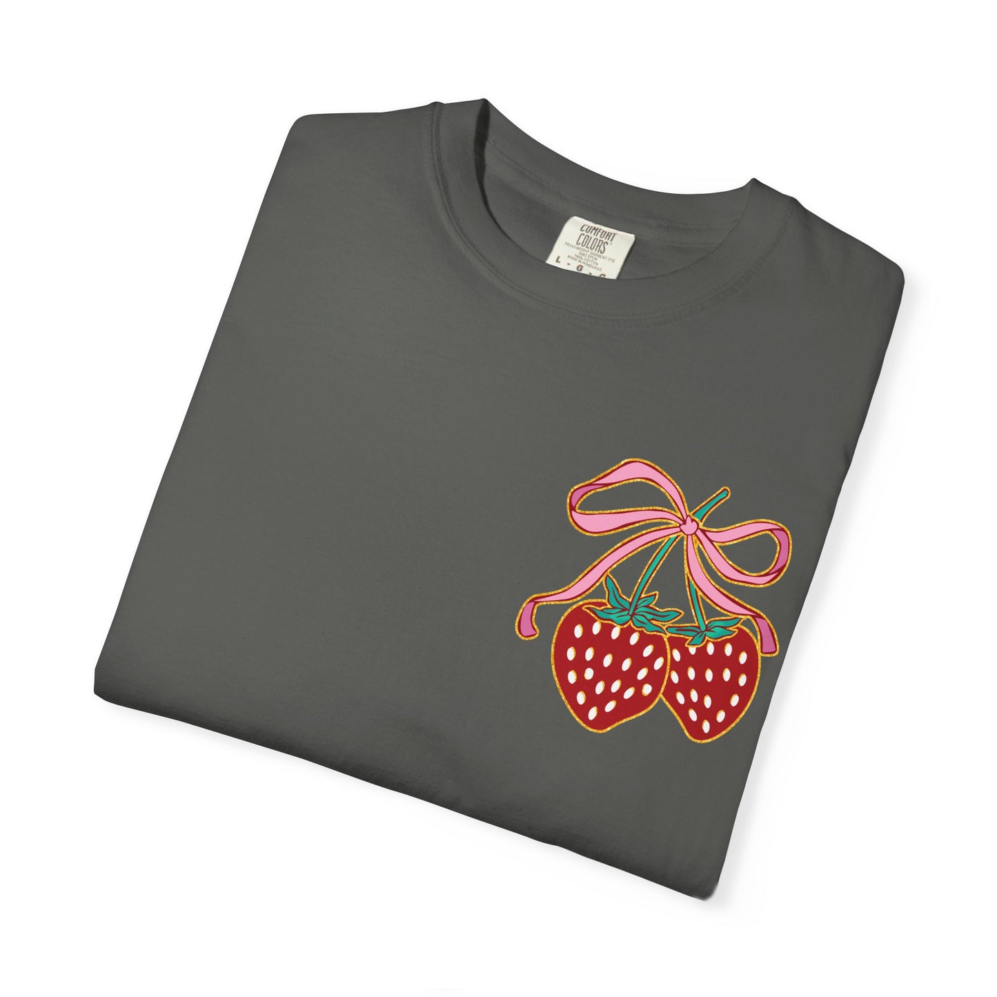 Strawberry Patch Graphic T-Shirt — Cute Ribbon & Flower Fruit Tee