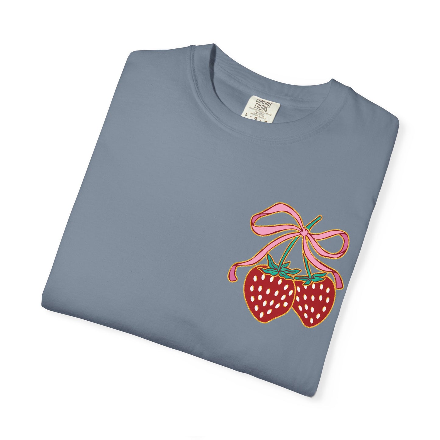 Strawberry Patch Graphic T-Shirt — Cute Ribbon & Flower Fruit Tee