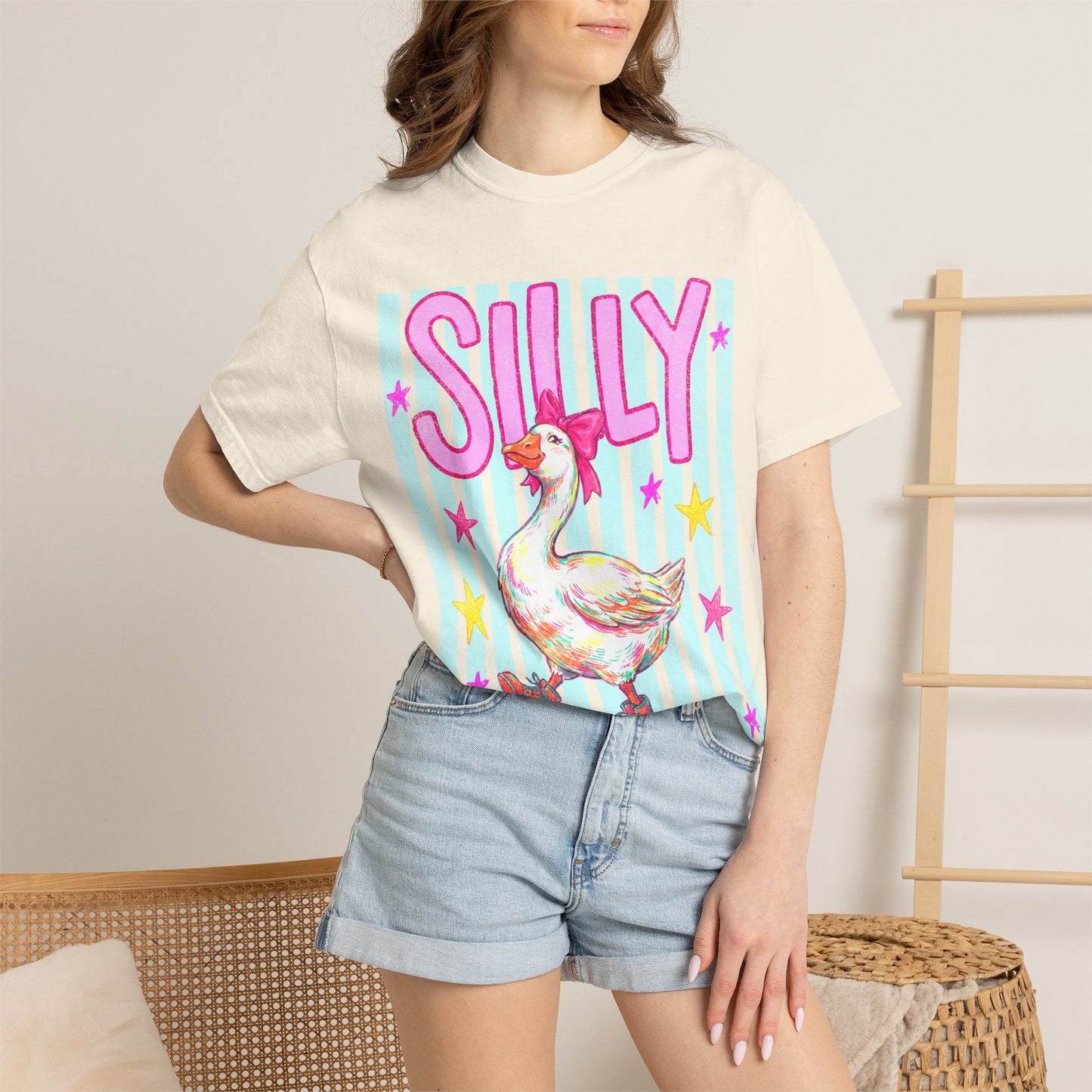 Silly Goose T-Shirt – Cute Retro Duck in Rain Boots Graphic Tee