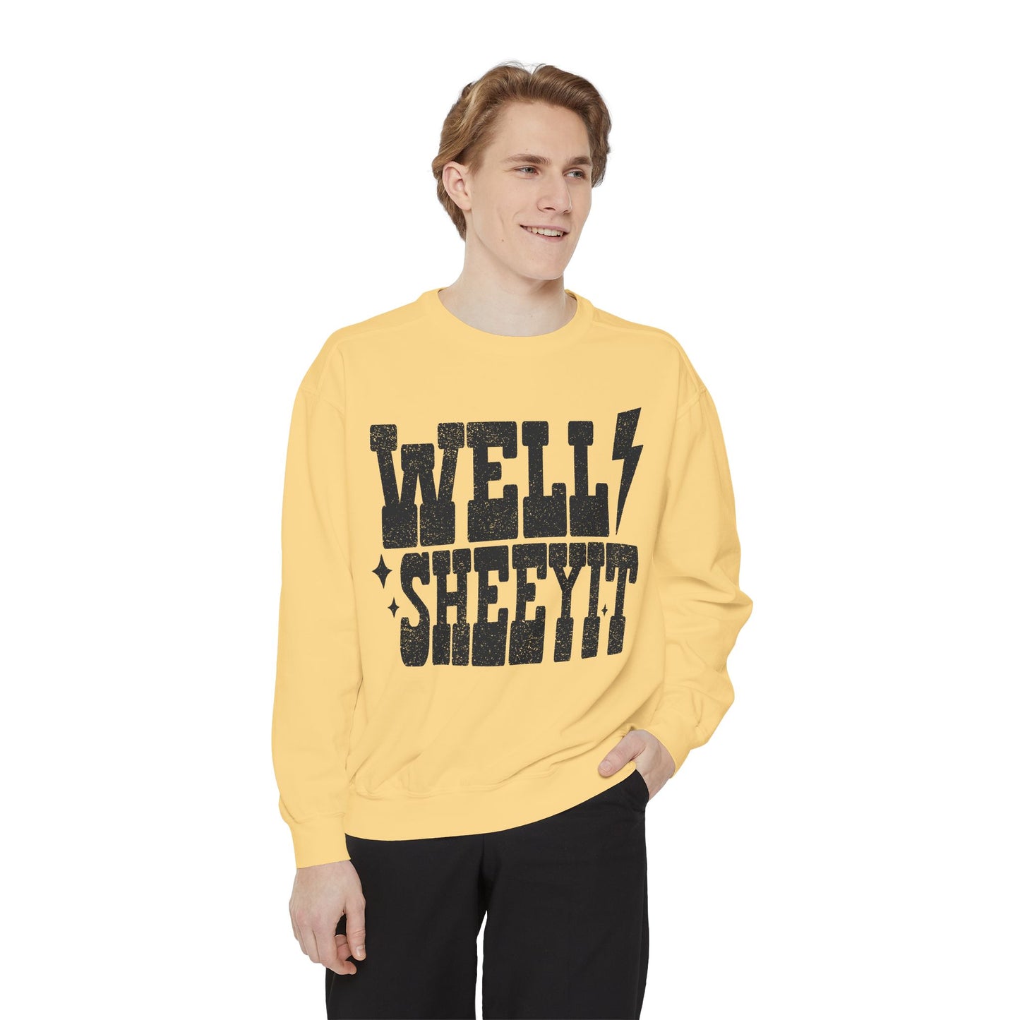 Well Sheeyit Sweatshirt — Retro Distressed Graphic Crewneck