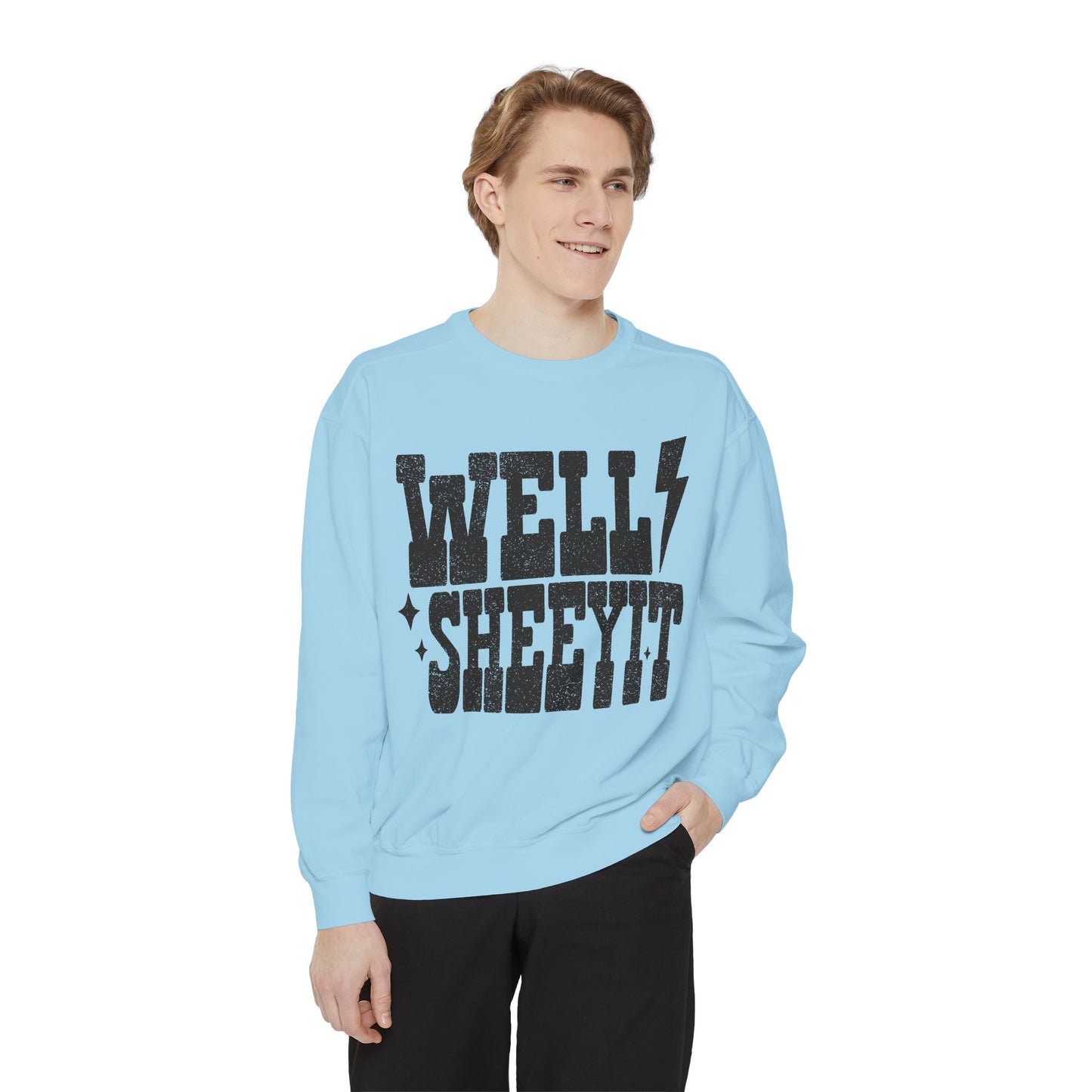 Well Sheeyit Sweatshirt — Retro Distressed Graphic Crewneck