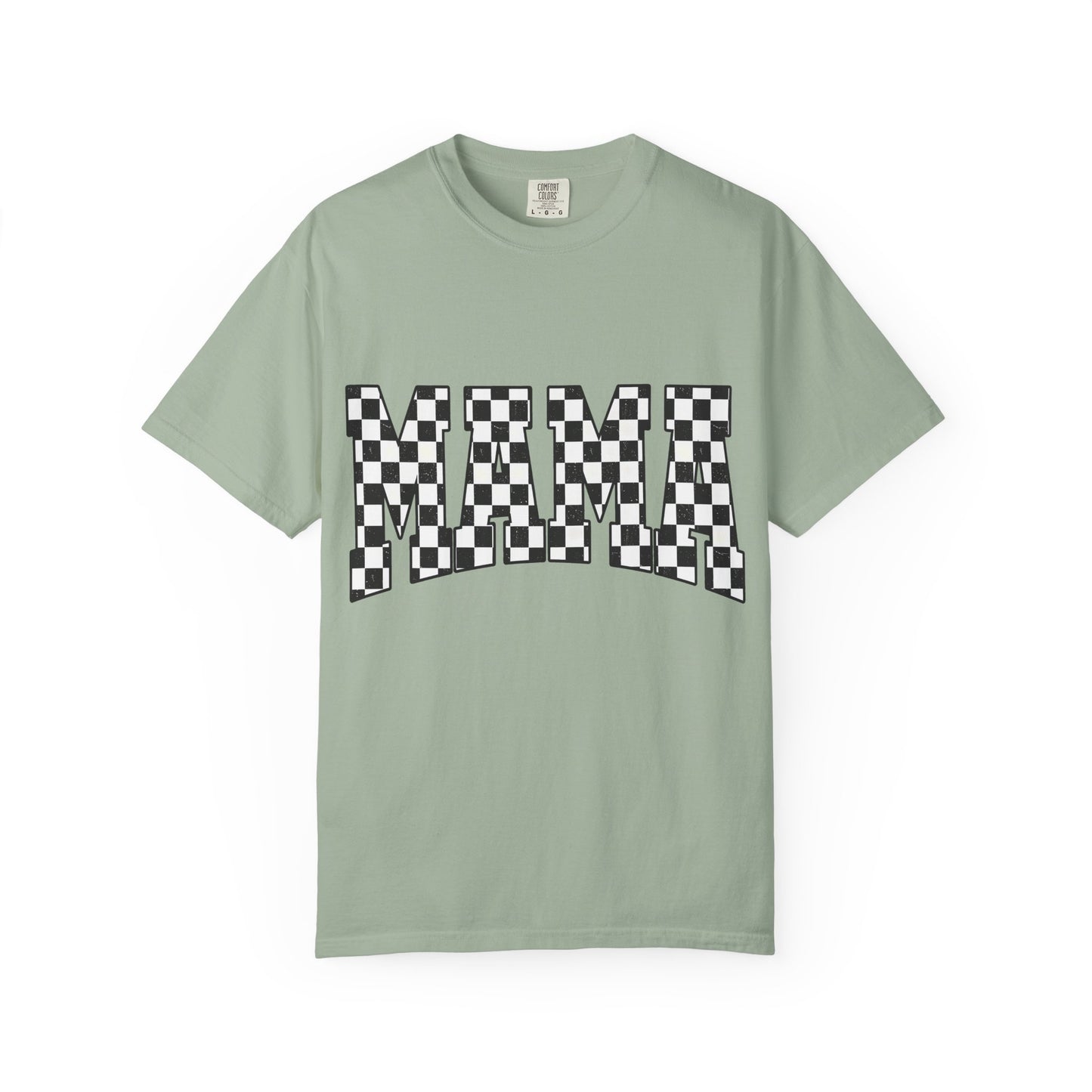 Mama Checkered Graphic Tee — Retro Black & White Mama T-Shirt