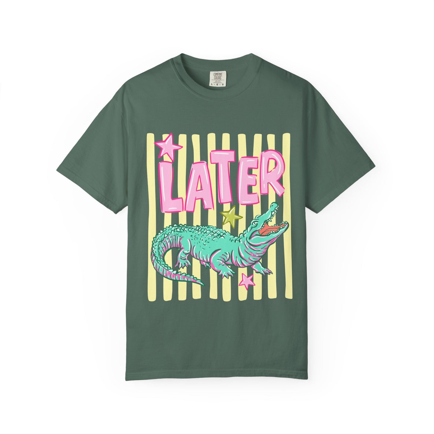 Later/After While T‑Shirt — Retro Neon Alligator Graphic Tee