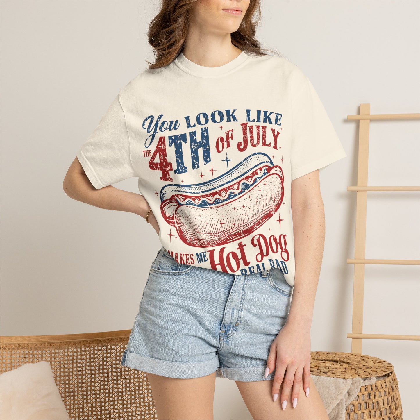 You Look Like 4th of July Makes Me Want a Hot Dog Real Bad -Patriotic Graphic Tee