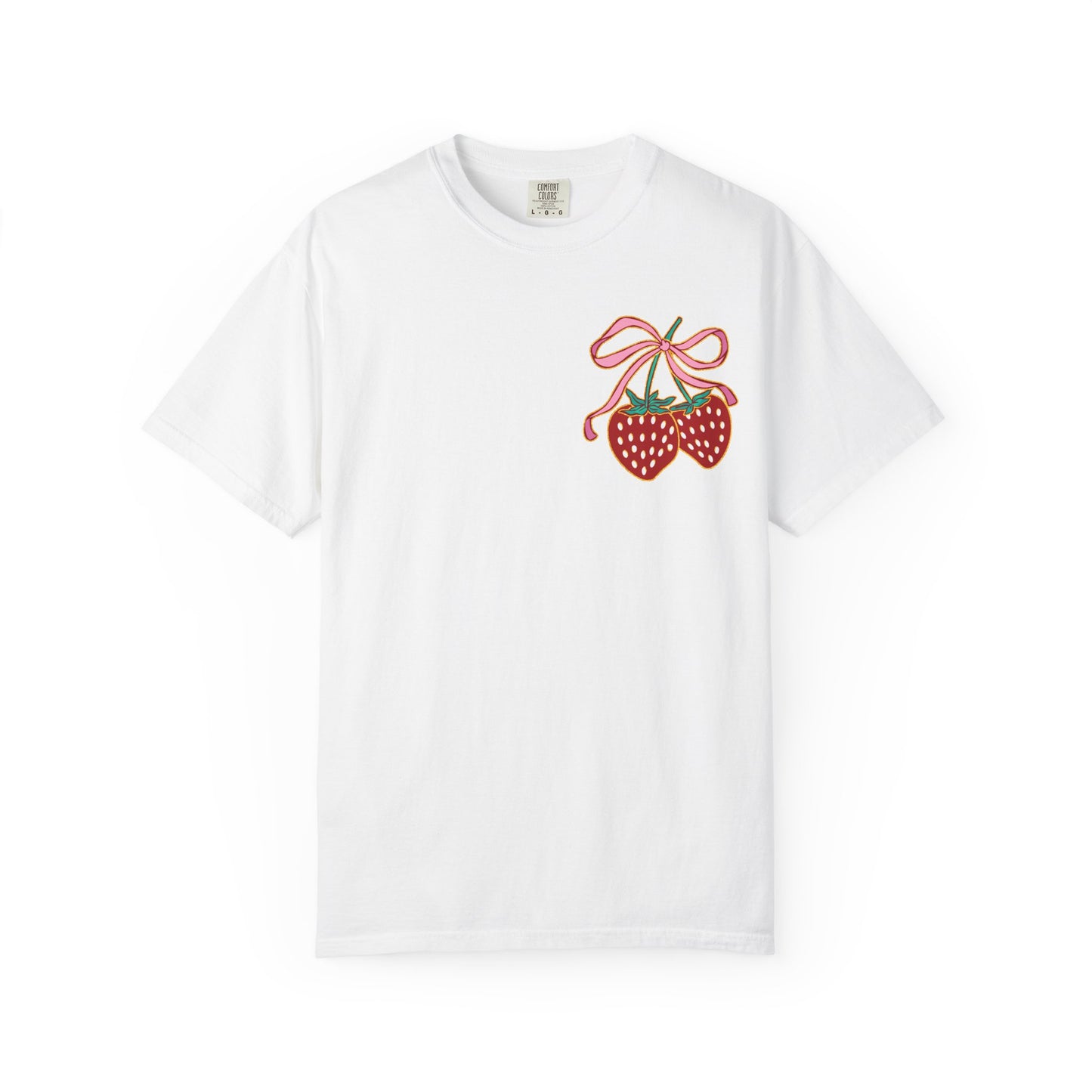 Strawberry Patch Graphic T-Shirt — Cute Ribbon & Flower Fruit Tee