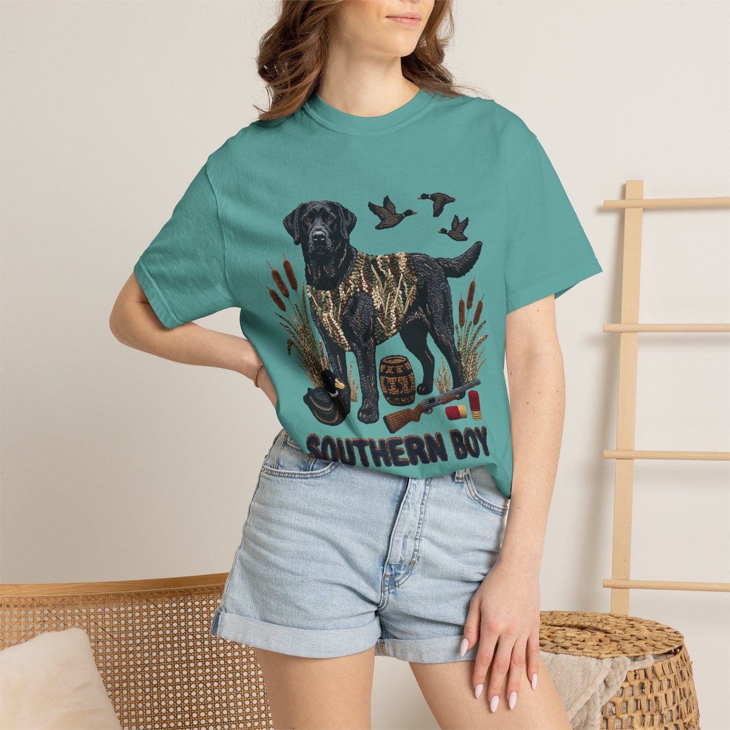 Southern Boy Hunting Dog T-Shirt — Black Lab, Duck Hunting Graphic Tee