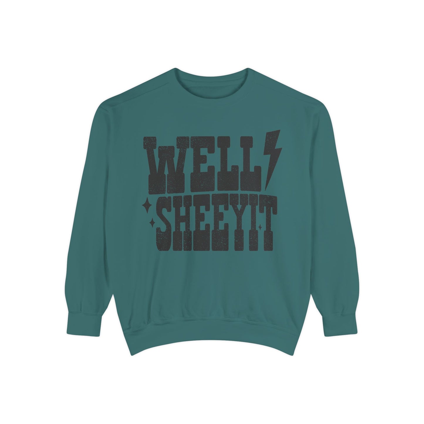 Well Sheeyit Sweatshirt — Retro Distressed Graphic Crewneck
