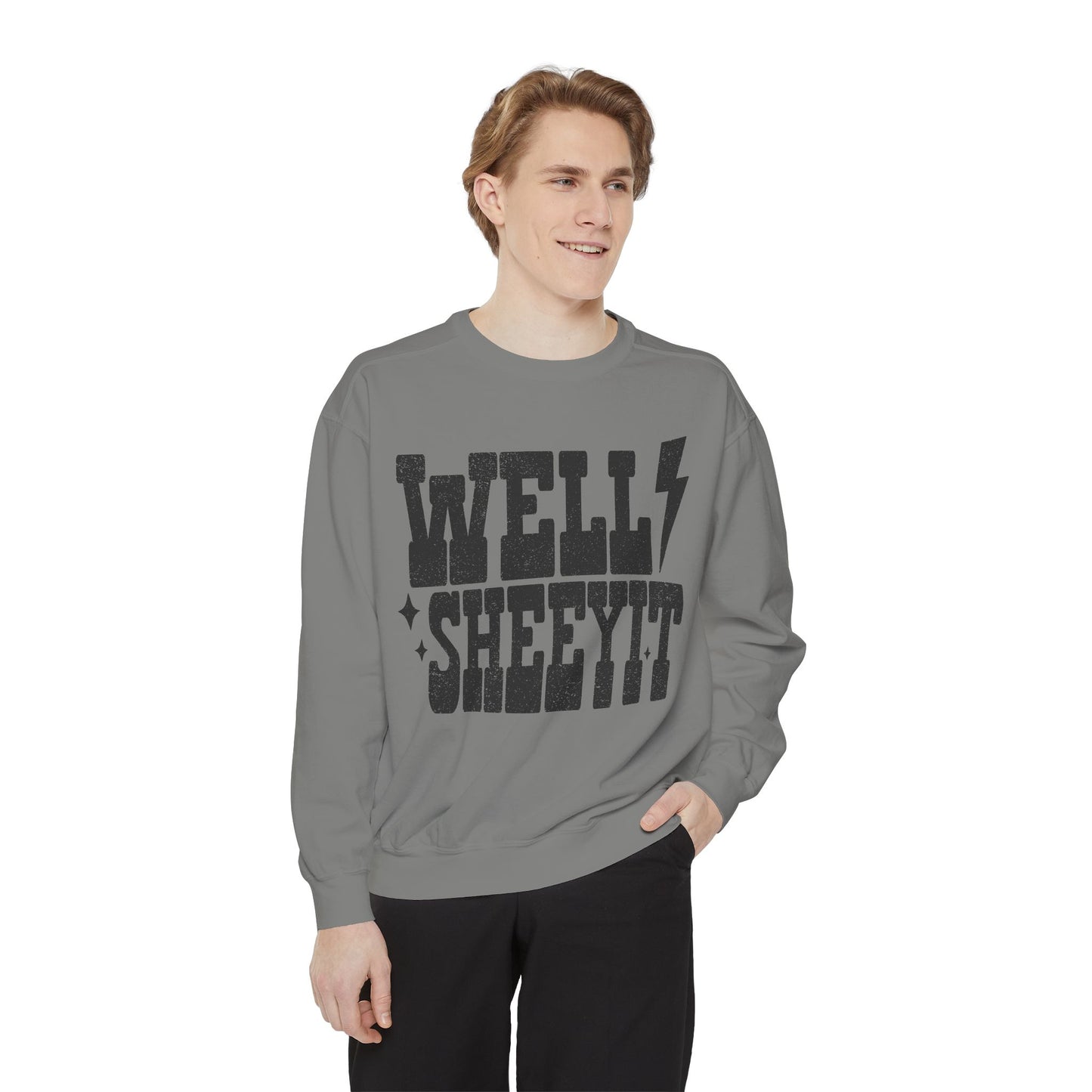 Well Sheeyit Sweatshirt — Retro Distressed Graphic Crewneck