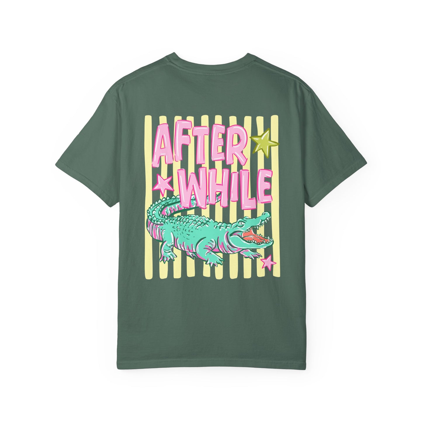Later/After While T‑Shirt — Retro Neon Alligator Graphic Tee