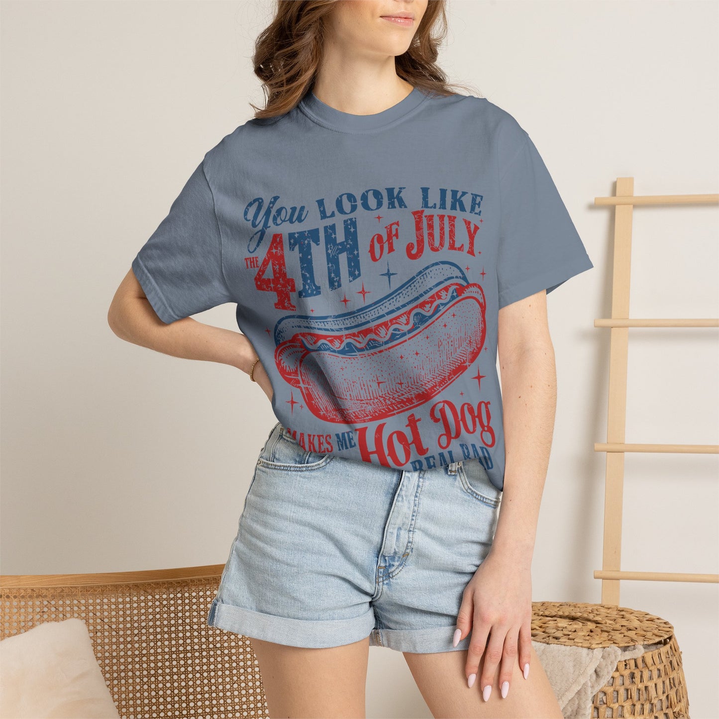 You Look Like 4th of July Makes Me Want a Hot Dog Real Bad -Patriotic Graphic Tee