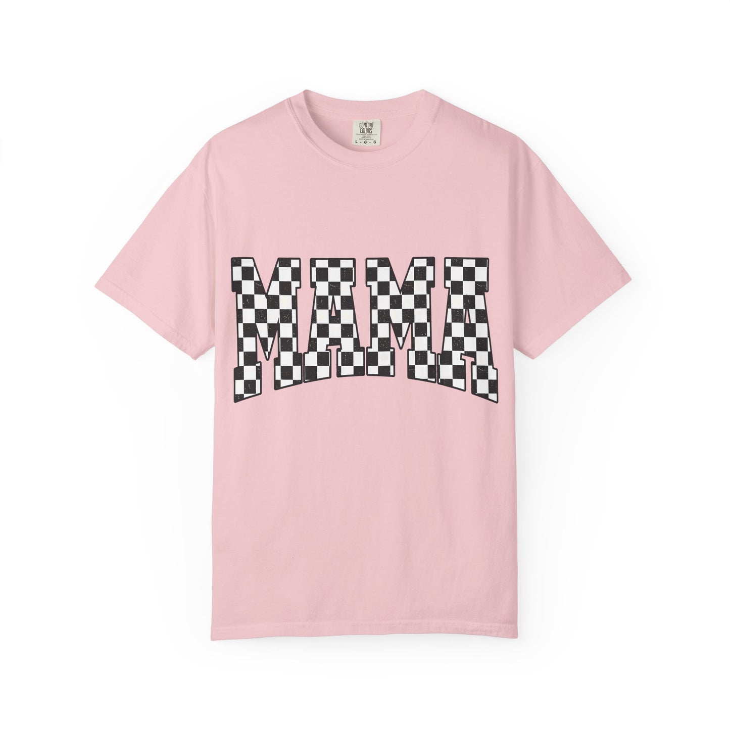 Mama Checkered Graphic Tee — Retro Black & White Mama T-Shirt